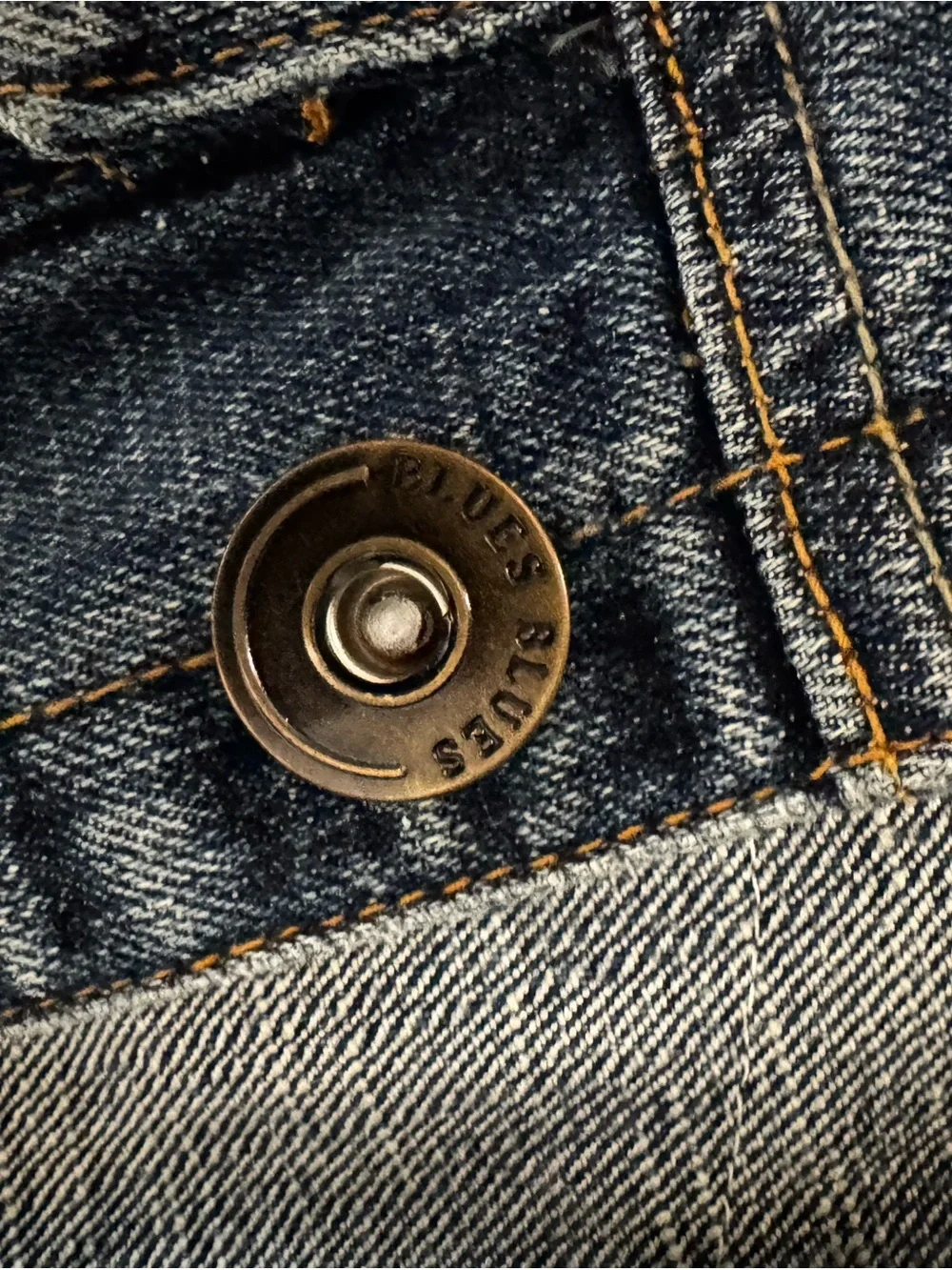 Baccini Blue Denim Jacket with Peace Sign Patch